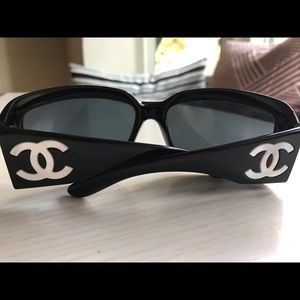 Chanel Black W Mother of Pearl Sunglasses